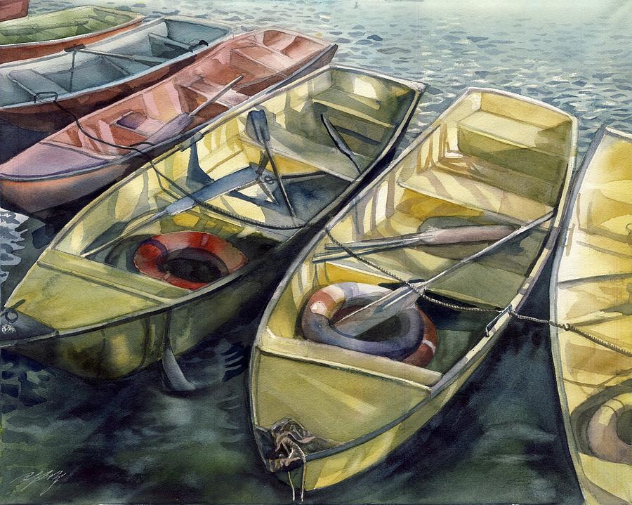 Boats At Baihai Park Painting by Alfred Ng