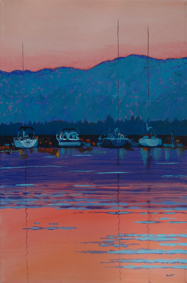 Boats at Dusk Painting by Robert Bissett