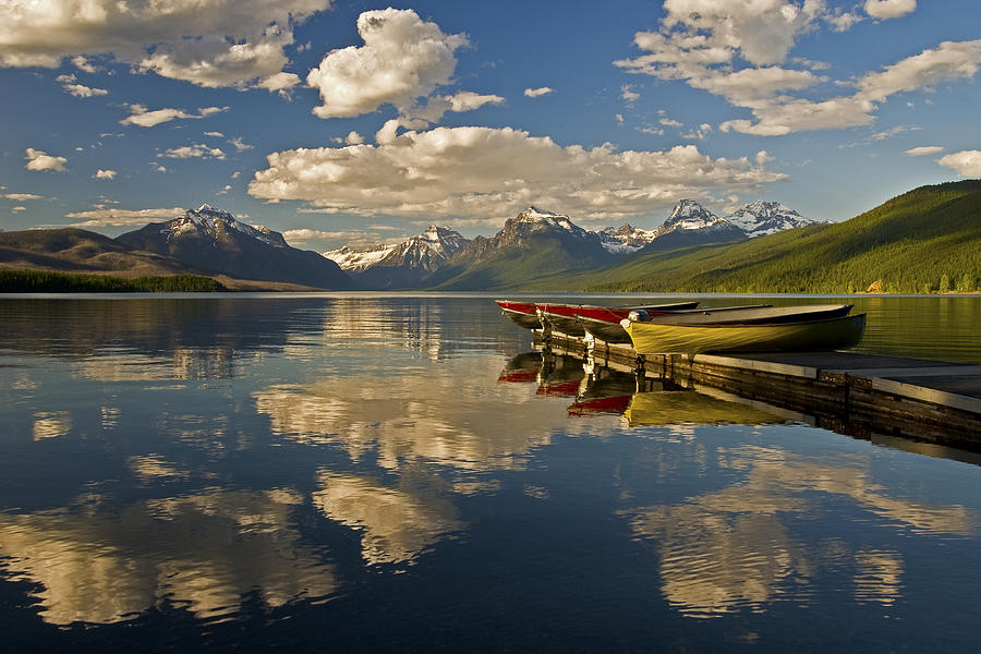Boats at Lake McDonald Photograph by Gary Lengyel