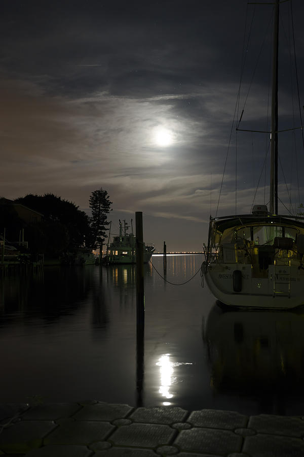 Boats at Moon Rise Photograph by David Ralph Johnson