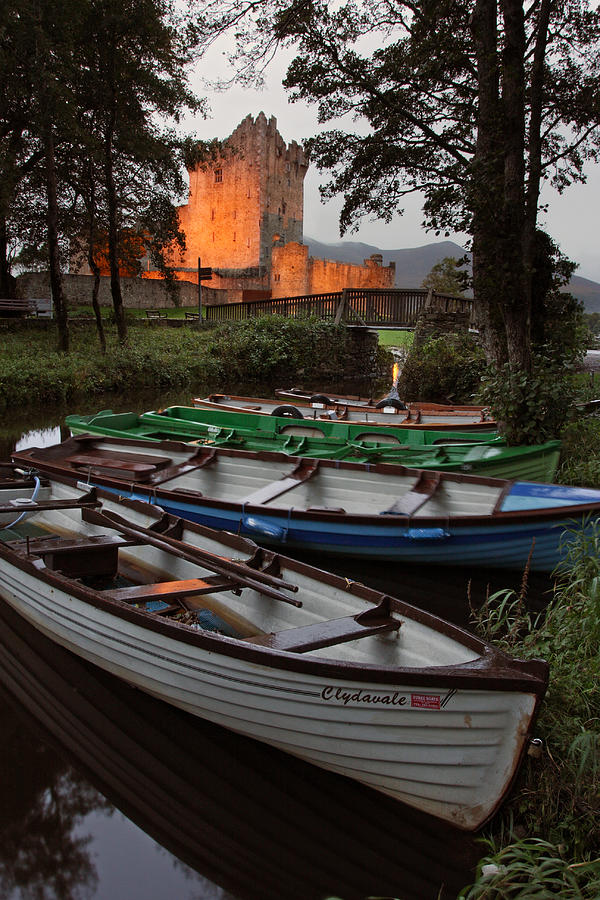 Boats at Ross Castle Killarney Ireland Photograph by Pierre Leclerc Photography