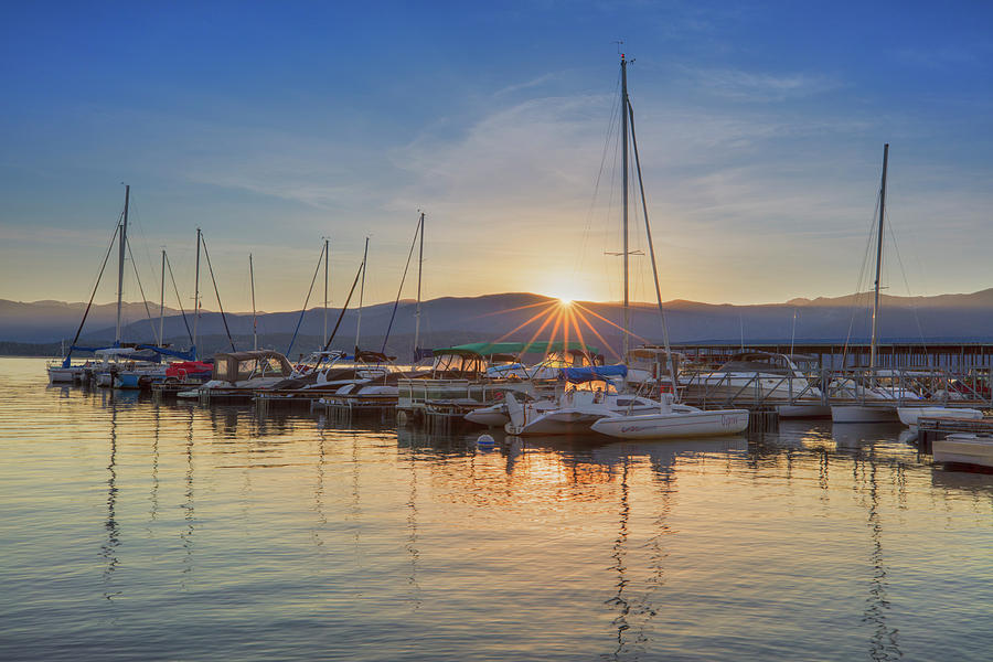 Boats at Sunrise on Lake Granby, Colorado 1 Photograph by Rob Greebon ...