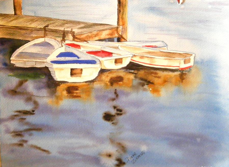 Boats Painting by Diane Ziemski