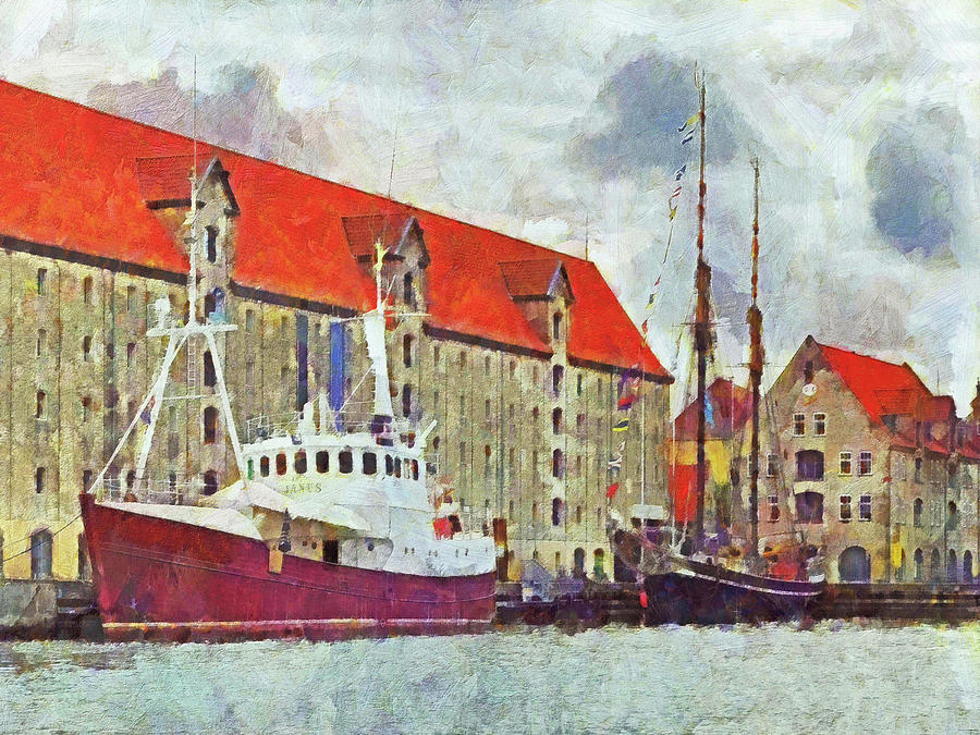 Boats docked in Copenhagen Digital Art by Digital Photographic Arts