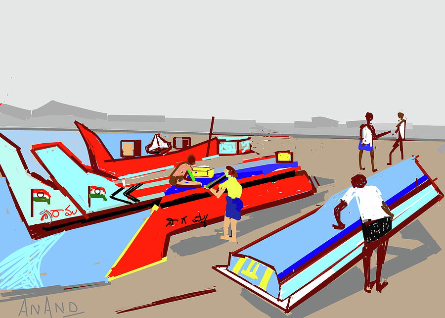 Boats-e Digital Art by Anand Swaroop Manchiraju
