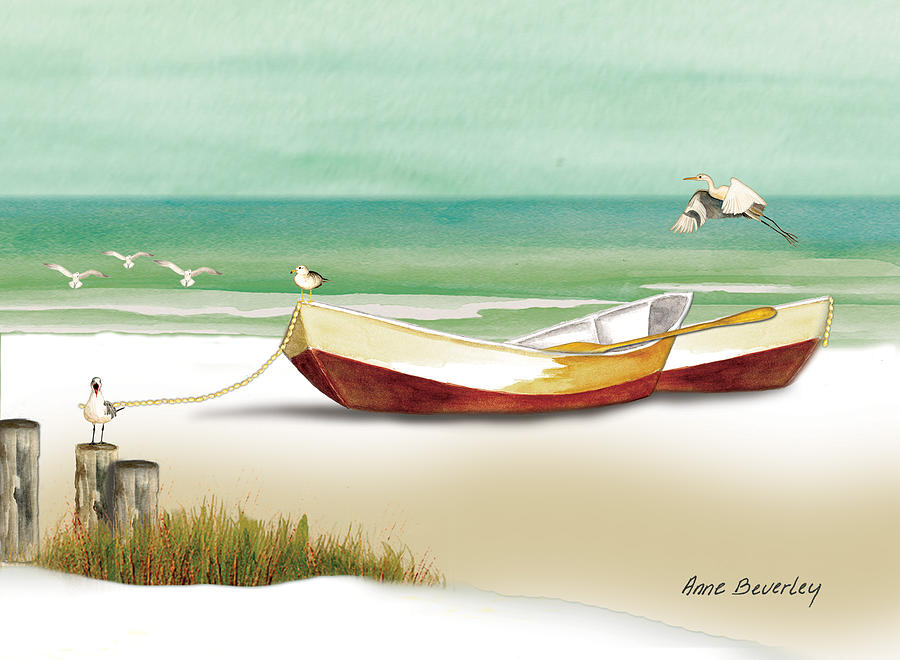 Boats for Rent Painting by Anne Beverley-Stamps