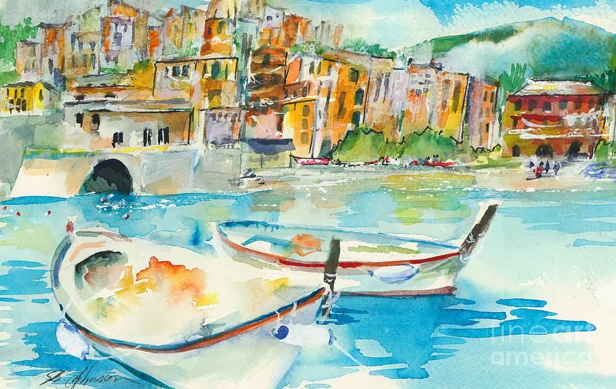 Boats for Rent Painting by Susan Blackaller-Johnson