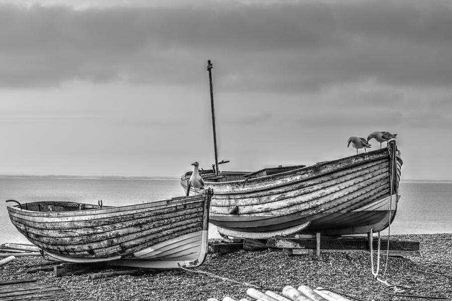 Boat Photograph - Boats in black and white by Derek Walker