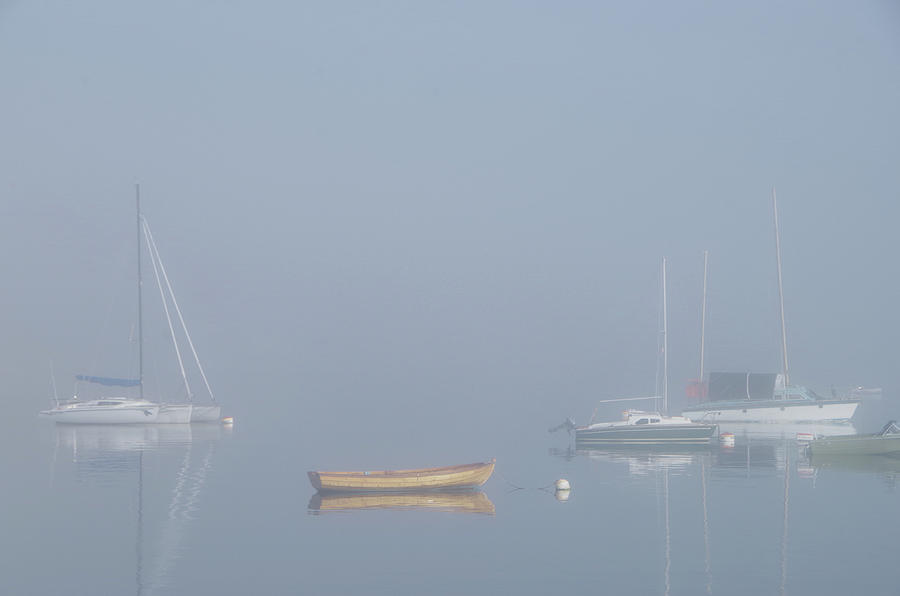 Boats in Fog Photograph by Marilyn Wilson