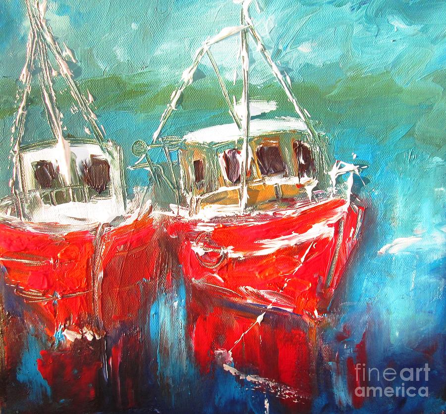 Paintings Of Boats In Harbour Painting by Mary Cahalan Lee - aka PIXI