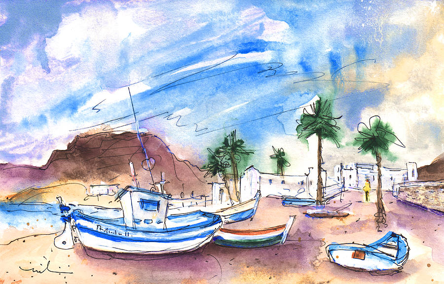 Boats In Las Negras In Cabo De Gata 02 Painting by Miki De Goodaboom
