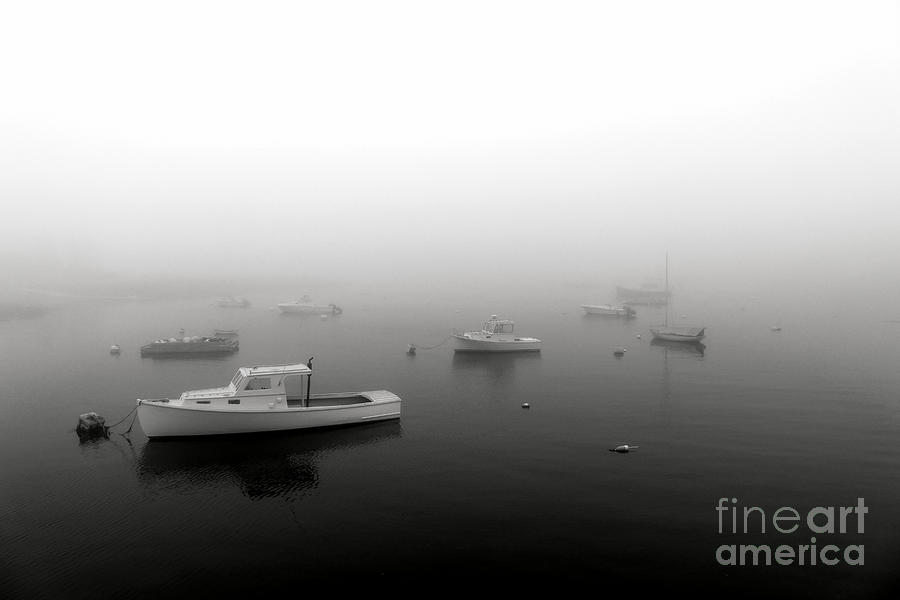 Boats in Maine Fog Photograph by Olivier Le Queinec