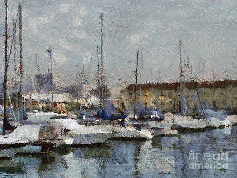 Boats in marina Painting by Dimitar Hristov