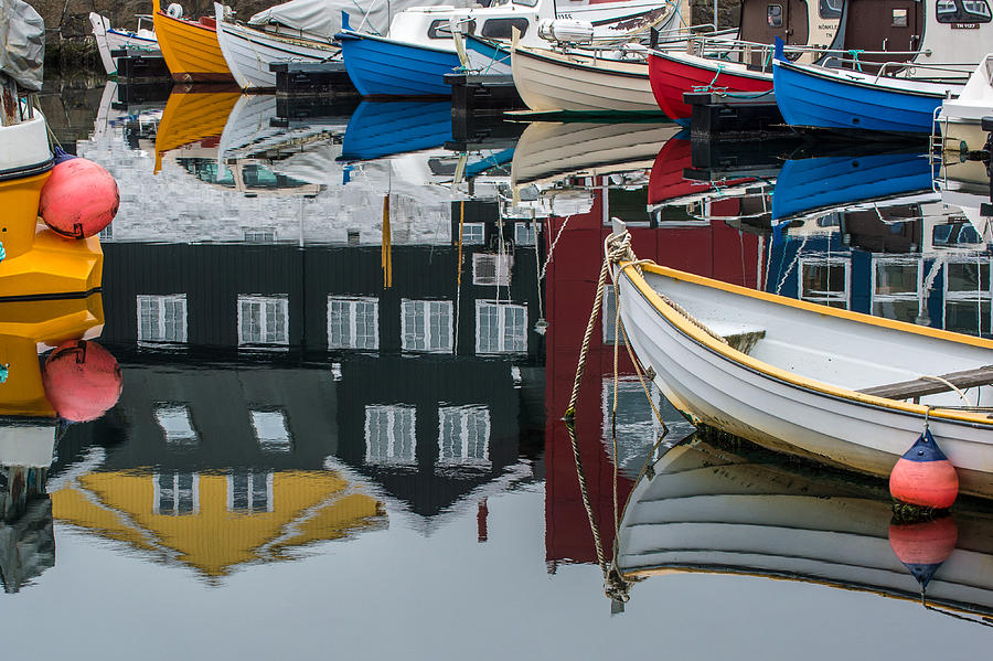 Boats in Marina, Torshavn, Faroe Islands_2 Painting by Judith Barath