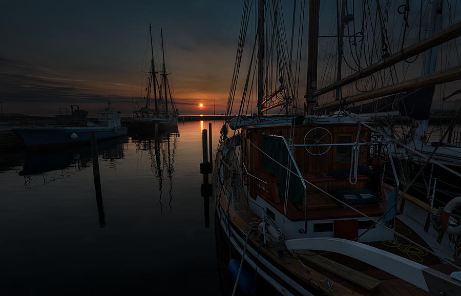 Boats in Sunrise Light Photograph by Bo Nielsen
