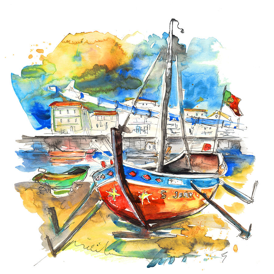 Boats in Tavira in Portugal 02 Painting by Miki De Goodaboom
