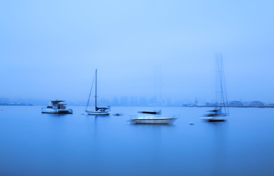 Boats In The Blue San Diego Harbor Photograph by Joseph S Giacalone