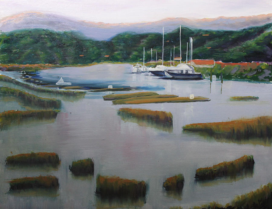 Boat Painting - Boats in the Marina by Ruthie Briggs-Greenberg