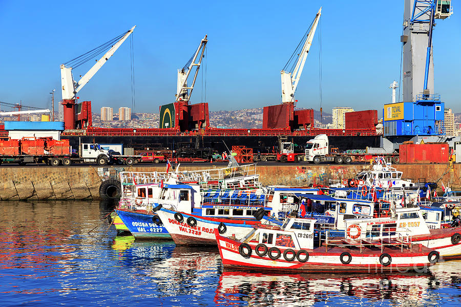 Boats in Valparaiso Chile Photograph by John Rizzuto