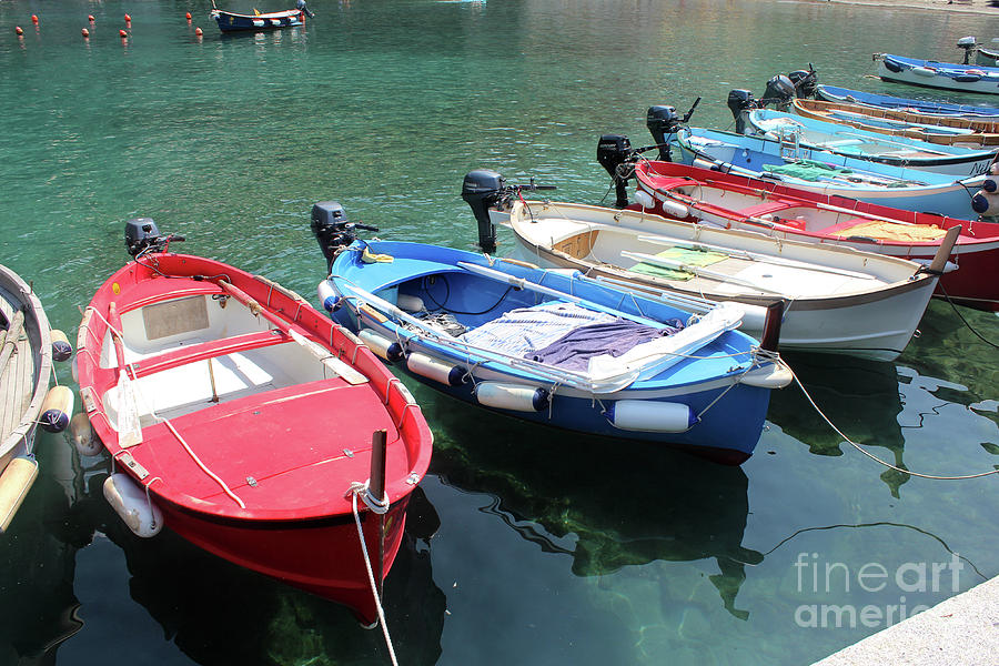 Boats in Vernazza in Cinque Terre Italy Photograph by Adam Long