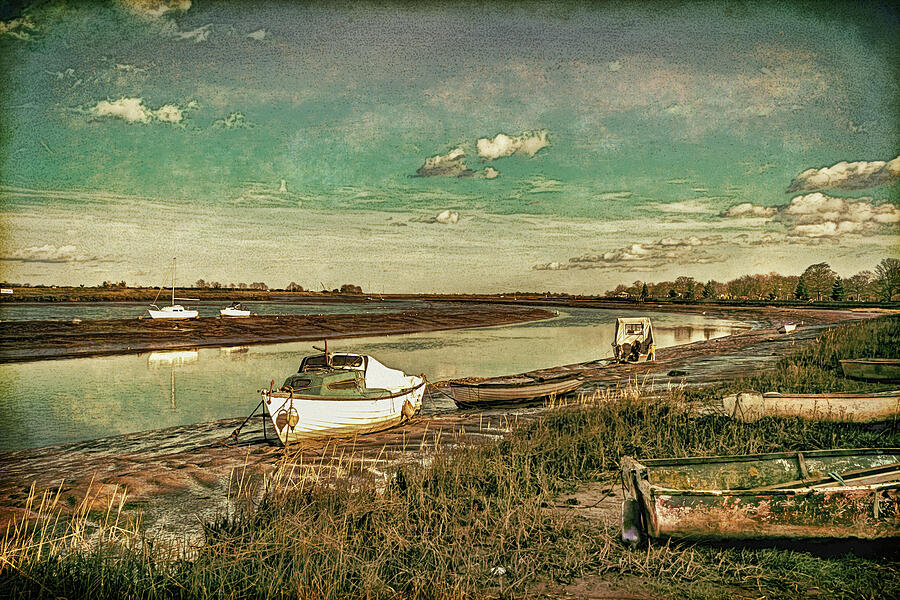 Boats Moored On The River Blackwater,maldon,essex Digital Art