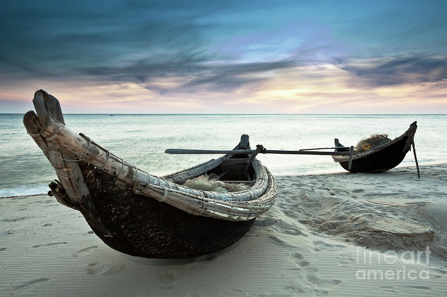Sunset Photograph - Boats by MotHaiBaPhoto Prints