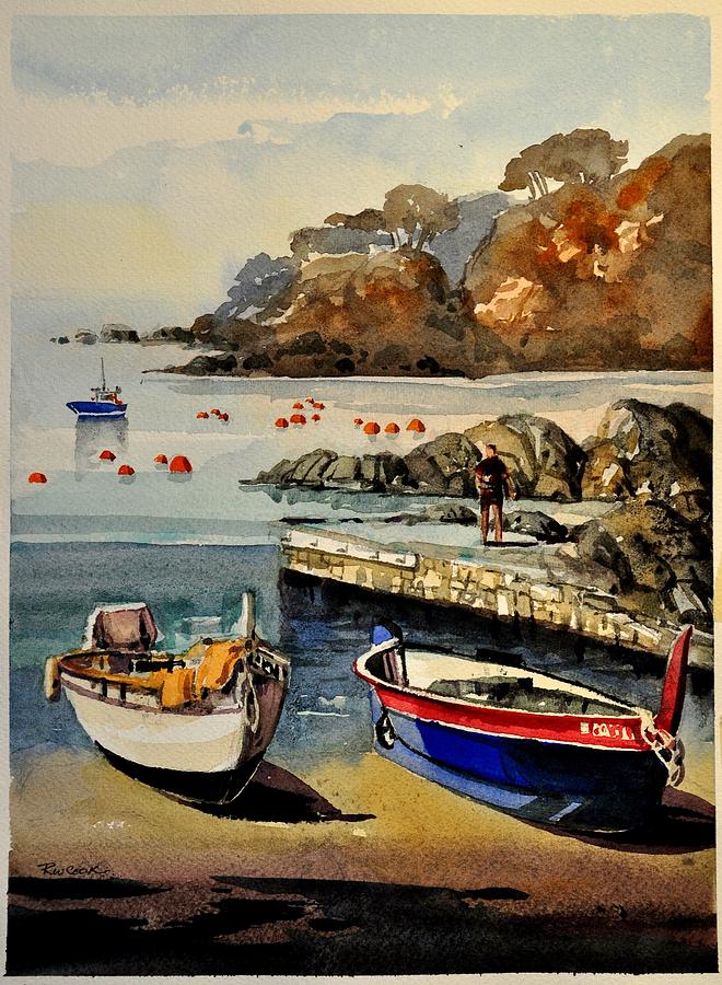 Boats of Calella Spain Painting by Robert W Cook