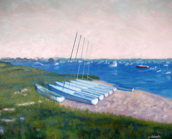 Landscape Painting - Boats of Summer by Laura Roberts Landscape Painting - Boats of Summer by Laura Roberts