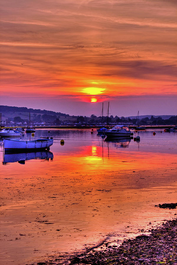 Boats On A Sunset Estuary Photograph by Jeff Townsend
