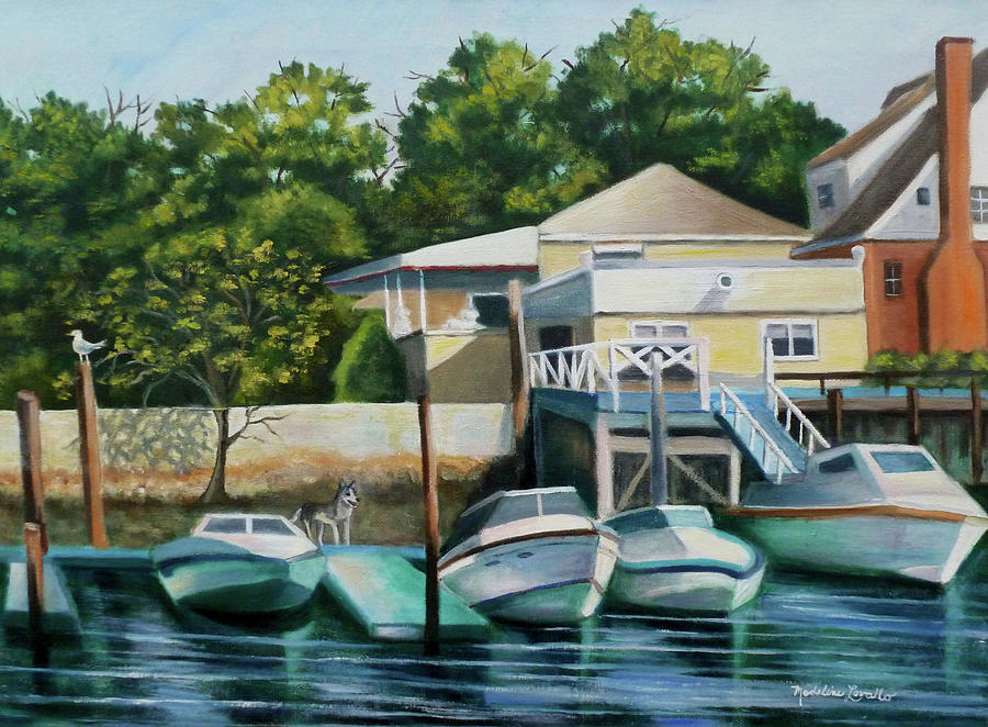 Boats On Crossbay Blvd. Painting by Madeline Lovallo