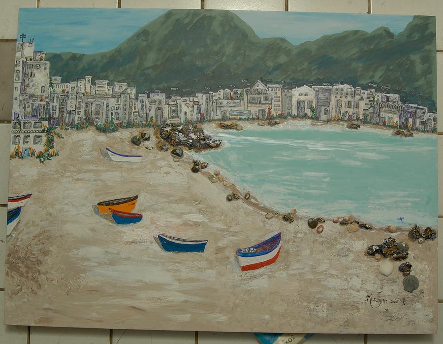 Boats on the Beach in Spain Painting by Kenlynn Schroeder