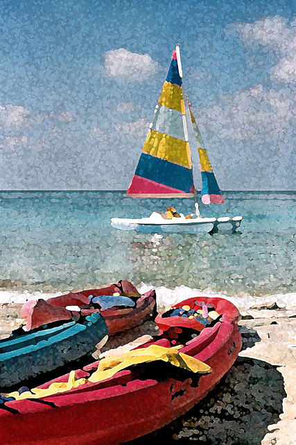 Boats on the Cay Digital Art by Donna Corless