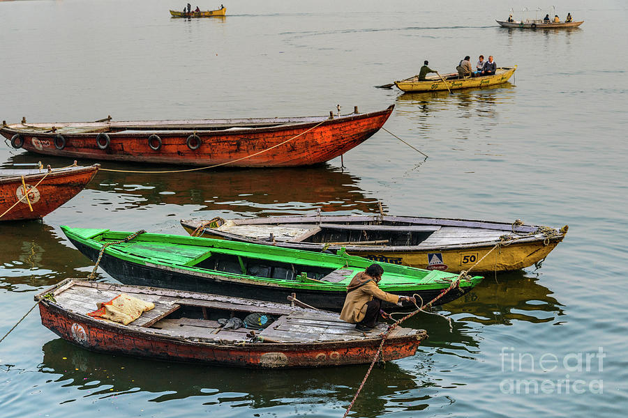 Boats on the Ganges Photograph by Werner Padarin