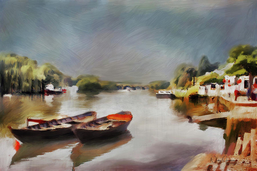 Boats on the River at Richmond II Digital Art by Nicky Jameson