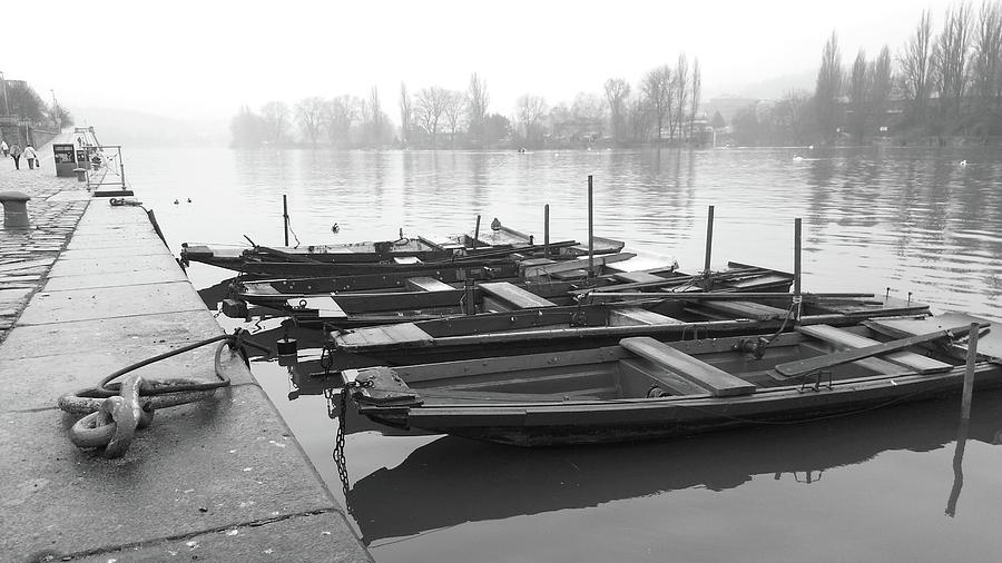 Boats on the river by Radka Zimova King Boats on the river by Radka Zimova King