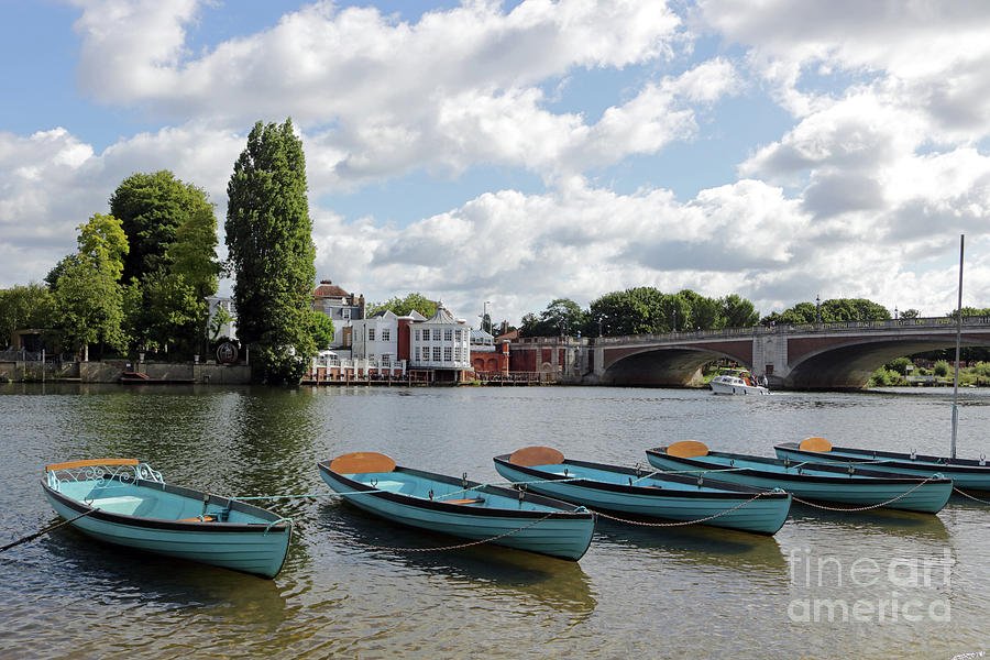 Boats on the Thames at Hampton Court UK Photograph by Julia Gavin
