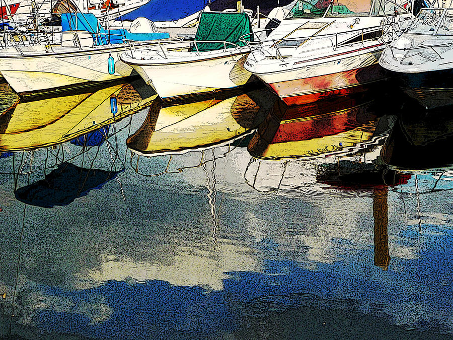 Boats Reflected - Poster     1st Place Award at UCONN Art Show  Photograph by Margie Avellino