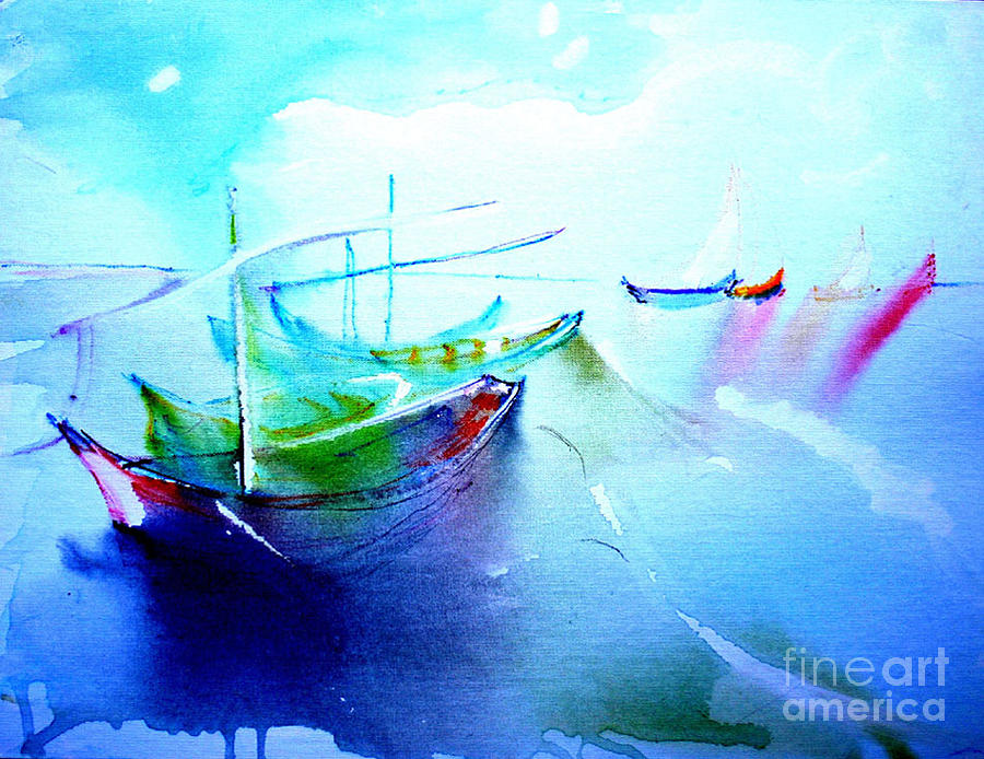 Boat Painting - Boats to Gogh by Lynn Rogers
