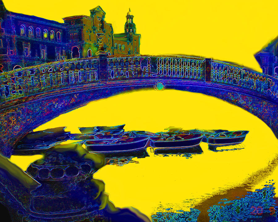 Boat Digital Art - Boats Under The Bridge by Ian  MacDonald