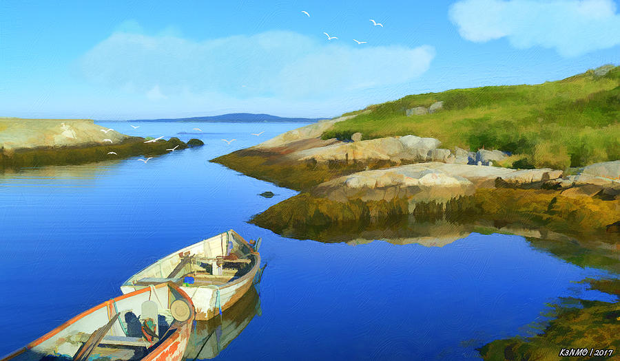 Boats Waiting in Calm Waters Digital Art by Ken Morris