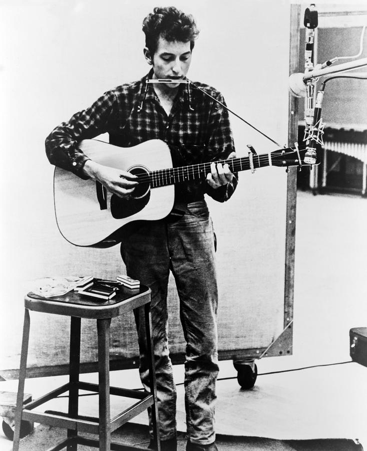 Music Photograph - Bob Dylan B. 1941 Playing Guitar by Everett