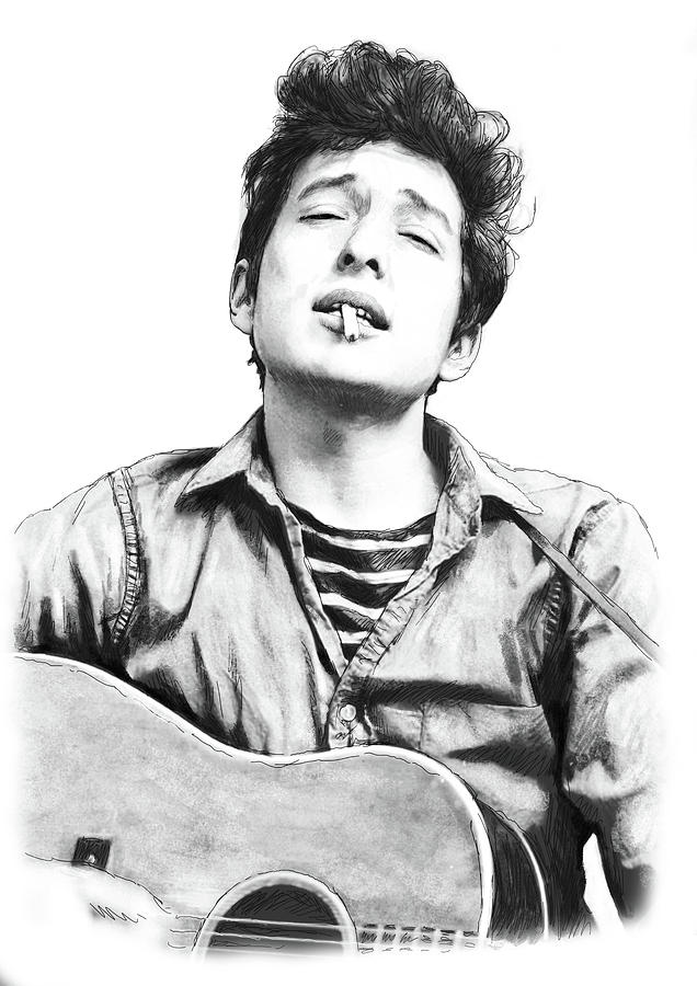 Singer Drawing - Bob Dylan Drawing Art Poster by Kim Wang
