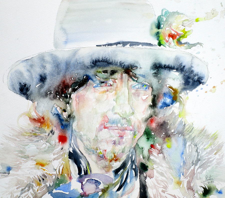 BOB DYLAN - watercolor portrait.11 Painting by Fabrizio Cassetta