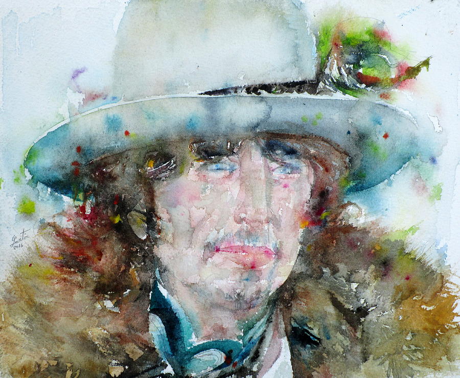 BOB DYLAN - watercolor portrait.12 Painting by Fabrizio Cassetta