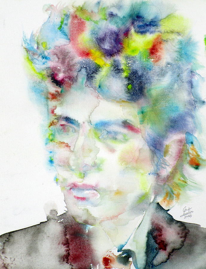 Bob Dylan Painting - BOB DYLAN - watercolor portrait.4 by Fabrizio Cassetta