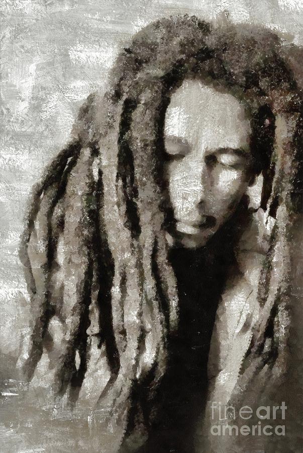 Hollywood Painting - Bob Marley by Mary Bassett by Esoterica Art Agency