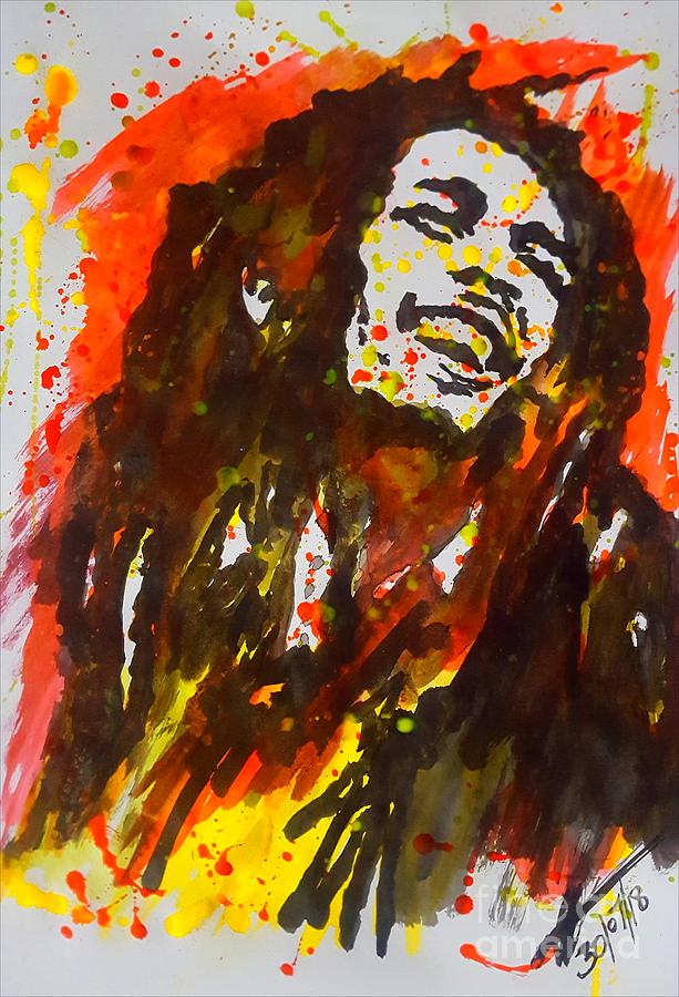Bob Marley  Ink Portrait Painting