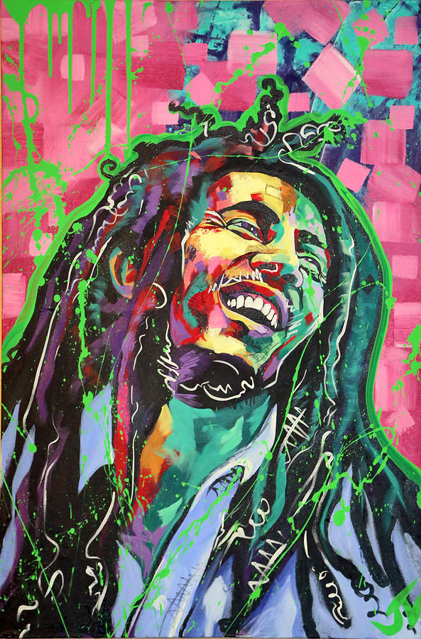 Music Painting - Bob Marley by Jay V Art