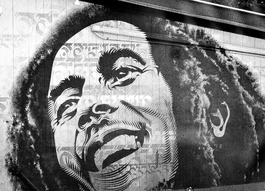 Bob Marley Mural In Black And White Photograph