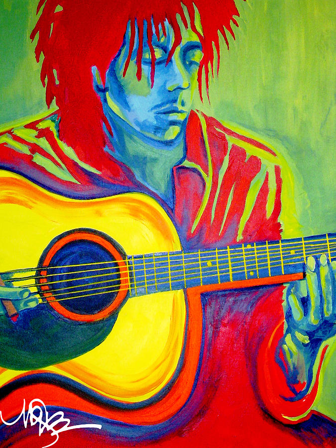 trompet Bliv ved nakke Bob Marley on Acoustic Guitar Painting by Maria Gabriela Brazley - Fine Art  America